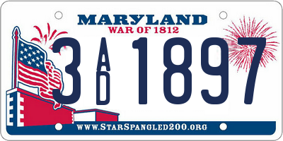 MD license plate 3AD1897