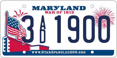 MD license plate 3AD1900