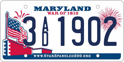MD license plate 3AD1902