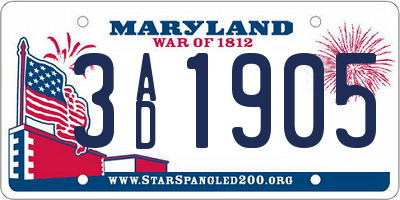 MD license plate 3AD1905