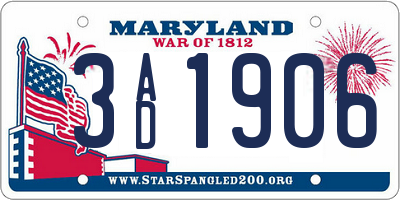 MD license plate 3AD1906