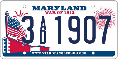 MD license plate 3AD1907