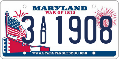 MD license plate 3AD1908