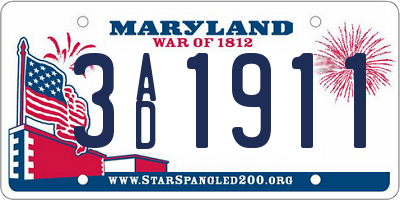 MD license plate 3AD1911