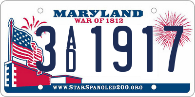 MD license plate 3AD1917