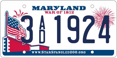 MD license plate 3AD1924
