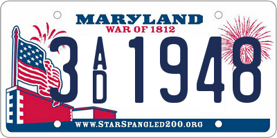 MD license plate 3AD1948