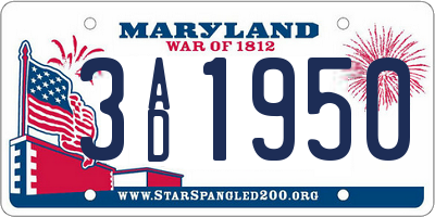 MD license plate 3AD1950