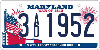 MD license plate 3AD1952