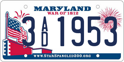 MD license plate 3AD1953