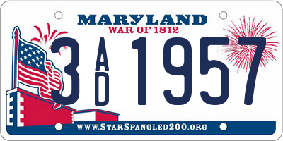 MD license plate 3AD1957