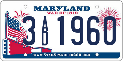 MD license plate 3AD1960