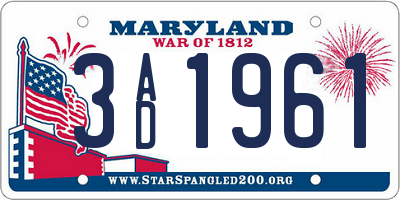 MD license plate 3AD1961