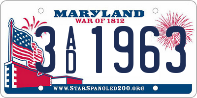 MD license plate 3AD1963