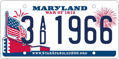 MD license plate 3AD1966