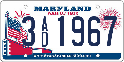 MD license plate 3AD1967