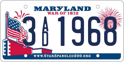 MD license plate 3AD1968