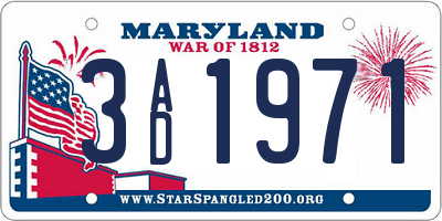 MD license plate 3AD1971