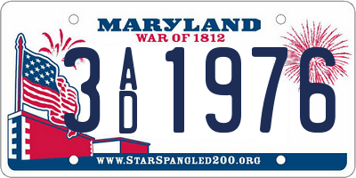 MD license plate 3AD1976