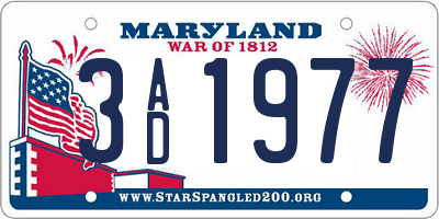 MD license plate 3AD1977
