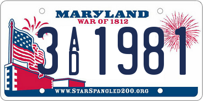 MD license plate 3AD1981