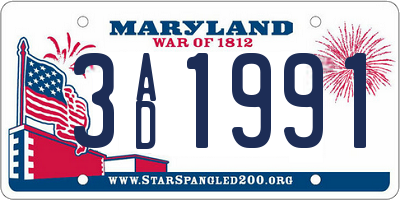 MD license plate 3AD1991