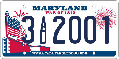 MD license plate 3AD2001
