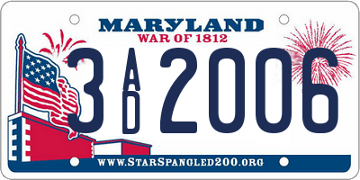 MD license plate 3AD2006