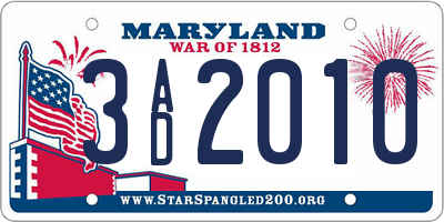 MD license plate 3AD2010