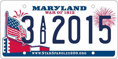MD license plate 3AD2015