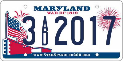 MD license plate 3AD2017