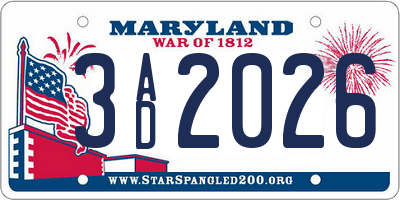 MD license plate 3AD2026