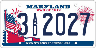 MD license plate 3AD2027