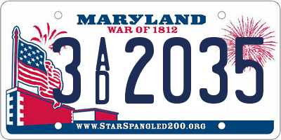 MD license plate 3AD2035