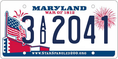 MD license plate 3AD2041