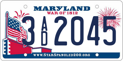 MD license plate 3AD2045