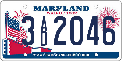MD license plate 3AD2046