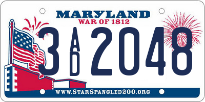 MD license plate 3AD2048
