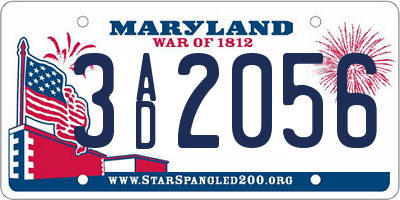 MD license plate 3AD2056