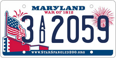 MD license plate 3AD2059
