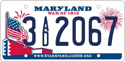 MD license plate 3AD2067