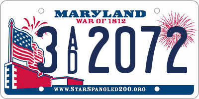 MD license plate 3AD2072