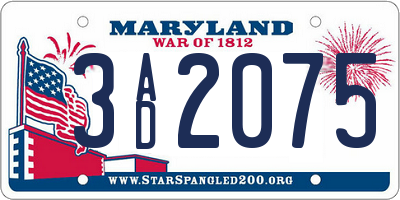 MD license plate 3AD2075