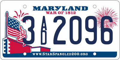 MD license plate 3AD2096