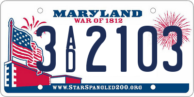 MD license plate 3AD2103