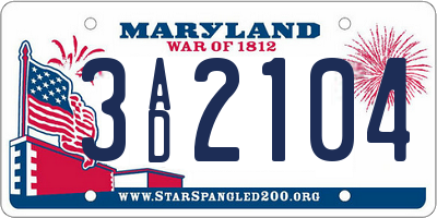 MD license plate 3AD2104