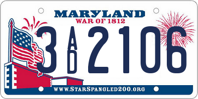 MD license plate 3AD2106