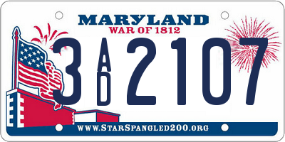 MD license plate 3AD2107