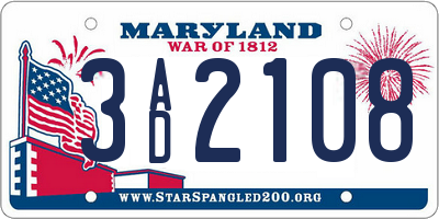 MD license plate 3AD2108