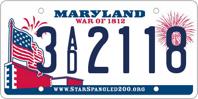 MD license plate 3AD2118